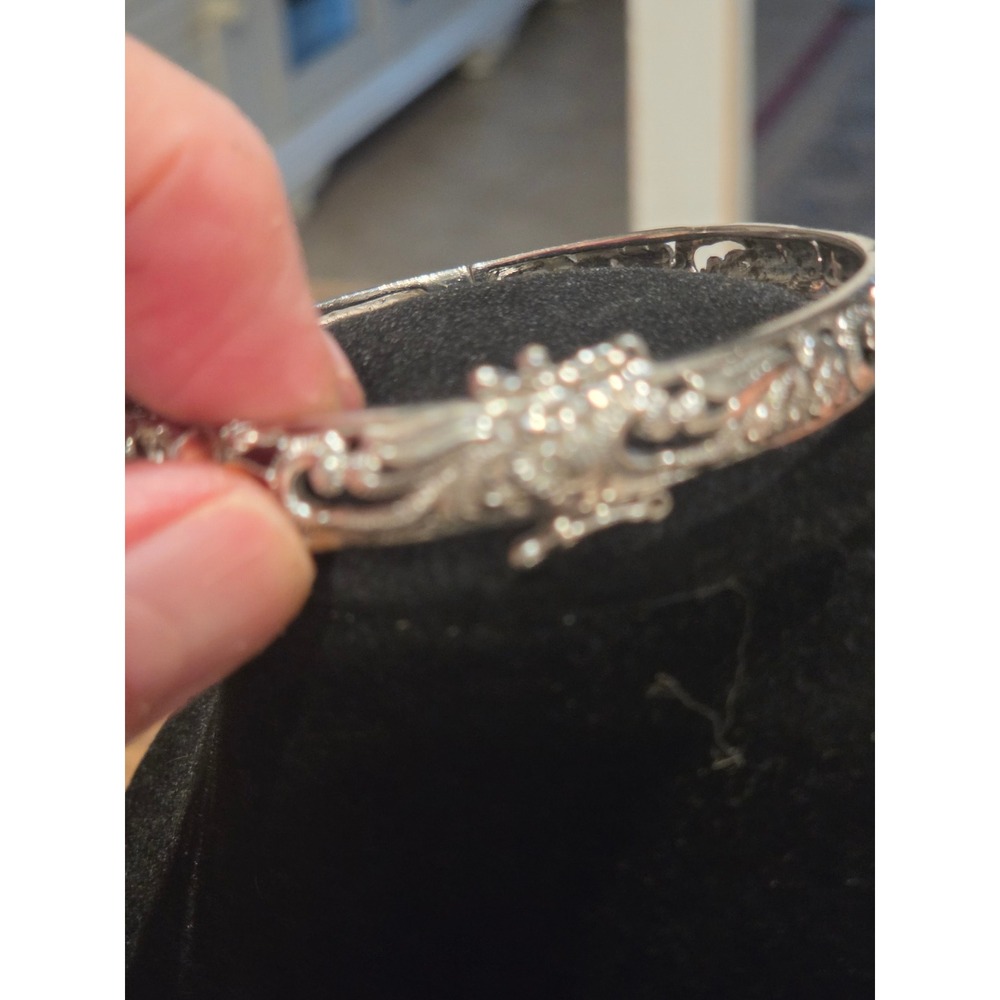 Hawaiian Plumeria Flower Tri-Color Bangle Bracelet Silver Rose Gold Tone Floral - Picture 4 of 9